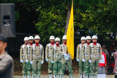 Upacara Puncak Peringatan Hari Jadi Baubau ke 438 dan HUT Ke-23 Sebagai daerah Otonom di Lapangan Kantor Wali Kota Baubau 17 Oktober 2024