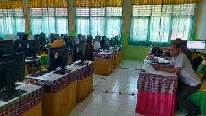 Suasana Uji Kompetensi Tes Substantif PPG Gelombang III Tahun 2023 di SMA Negeri 3 Baubau Hari kedua Kamis (23/11/2023) 
