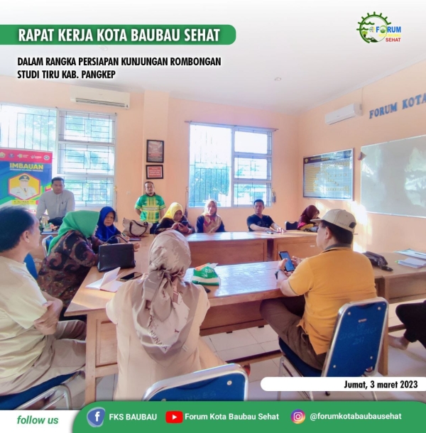 Rapat pemantapan kaji tiru pemerintah Kabupaten Pangkep di Kota BaubauJumat (03/03/2023).