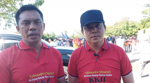 Ketua BPD KKSS Kota Baubau Haryono Hafid pada Acara Senam bersama dalam Rangka Turnamen Domino KKSS pada Momen HUT Kota Baubau ke-21