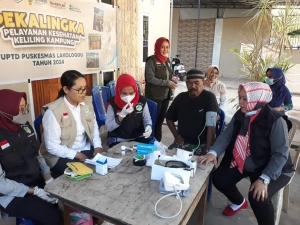UPTD Puskesmas Lakologou saat menggelar Pelayanan Kesehatan Keliling Kampung (PEKALINGKA)