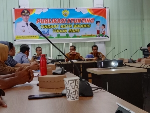 Kegiatan Publikasi Stunting tingkat Kota Baubau Tahun 2023 yang berlangsung di aula Kantor Bappeda Kota Baubau Selasa (14/11/2023). 