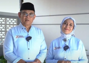 Wali Kota dan Wakil Wali Kota terpilih Kota Baubau, H Yusran Fahim-Wa Ode Hamsina Bolu    Foto Ist